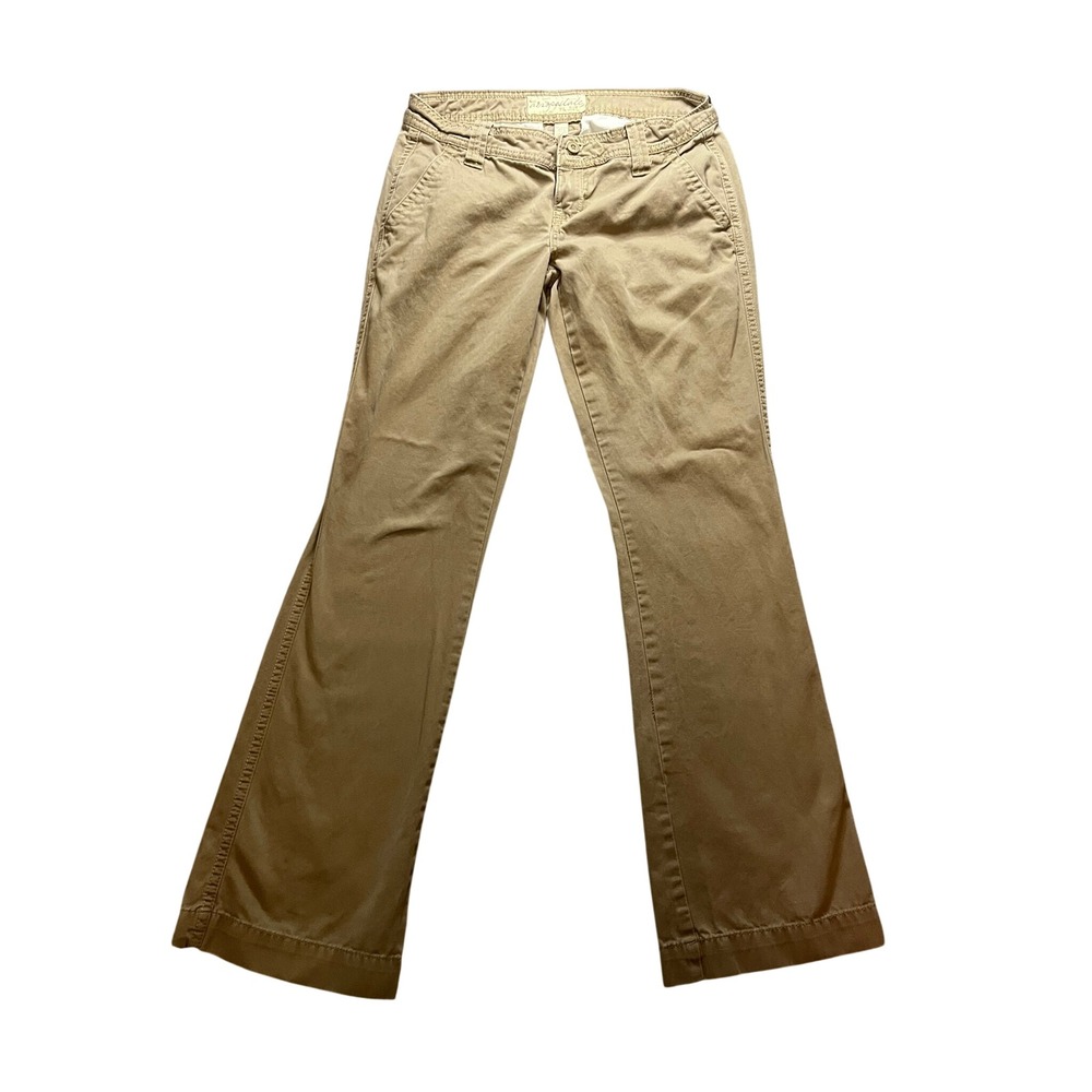 Aeropostale Khaki Chino Pants Womens 1/2 Regular Flare Leg Low Rise Tan Y2K